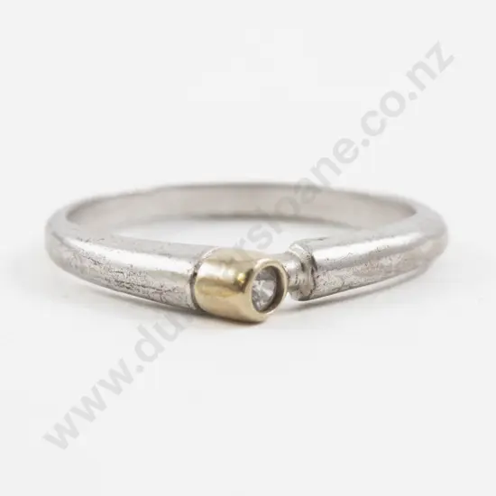 9ct and S/S Single Stone Cubic Zirconia Band Ring