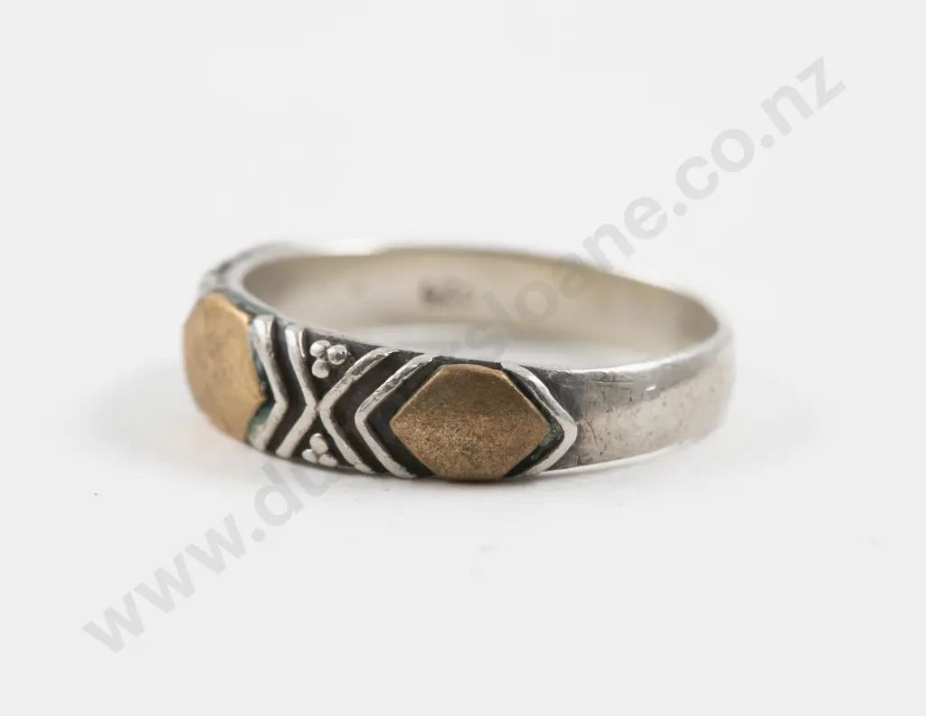 9ct and S/S Fancy Band Ring Image 1++
