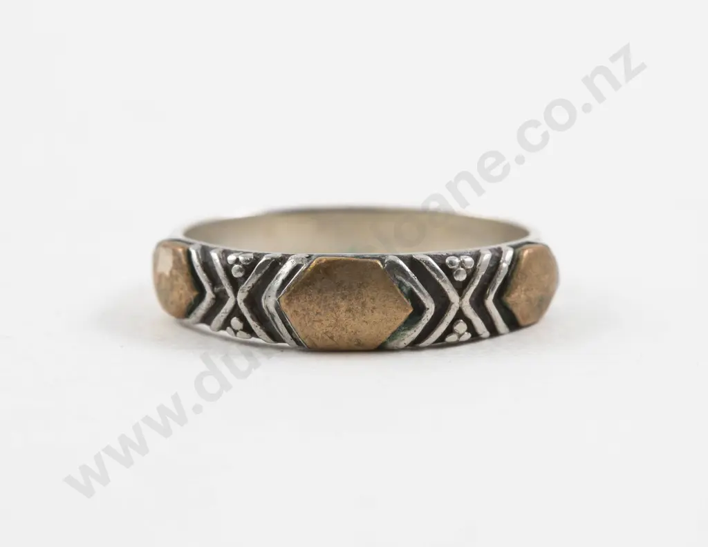 9ct and S/S Fancy Band Ring Image 1++
