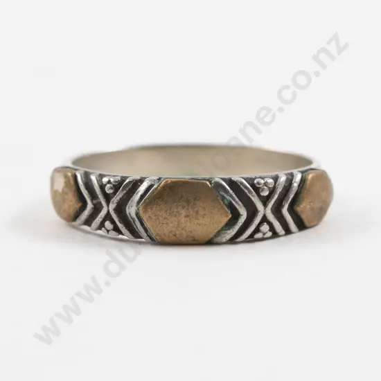 9ct and S/S Fancy Band Ring