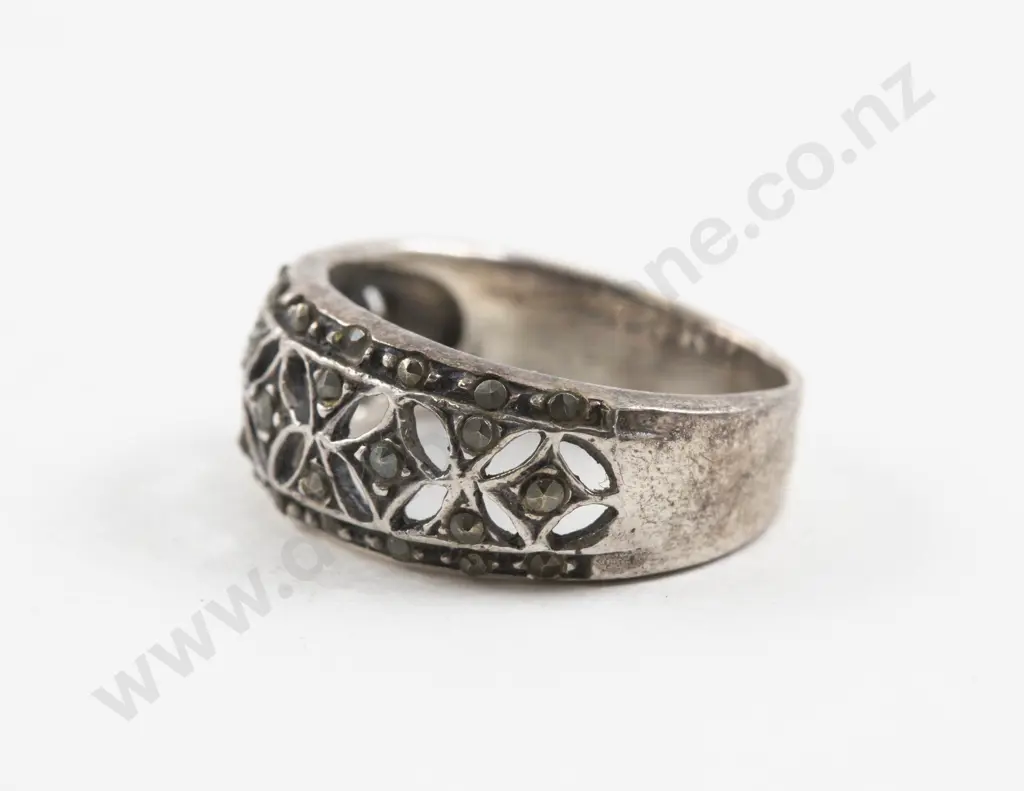 S/S and Marcasite Band Ring Image 1++