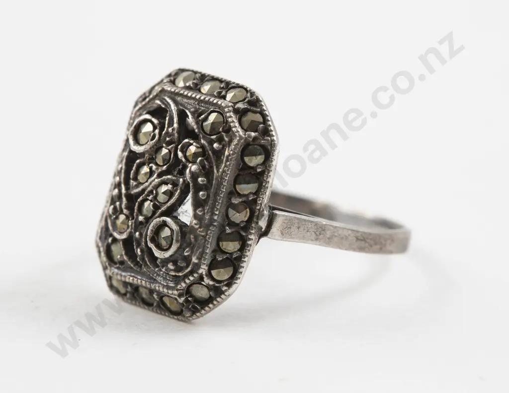 S/S and Marcasite Fancy Band Ring Image 1++