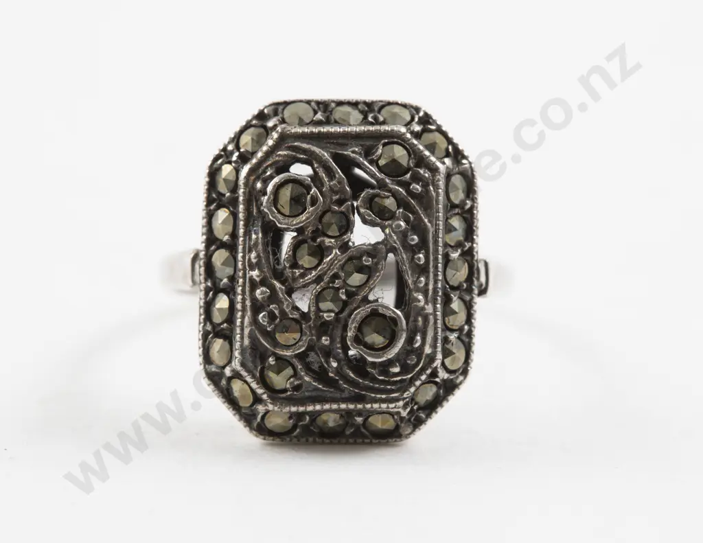 S/S and Marcasite Fancy Band Ring Image 1++