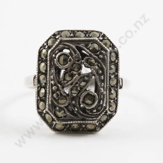 S/S and Marcasite Fancy Band Ring