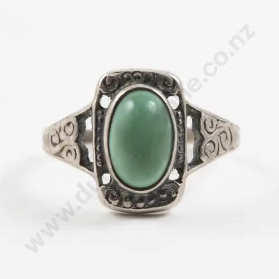 S/S Single Green Stone Fancy Dress Ring