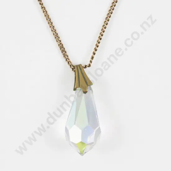 9ct Fancy Link Check Chain with Single Crystal Pendant