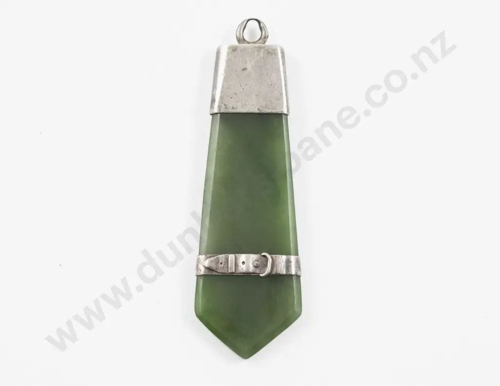S/S Mounted Greenstone Pendant Image 1++