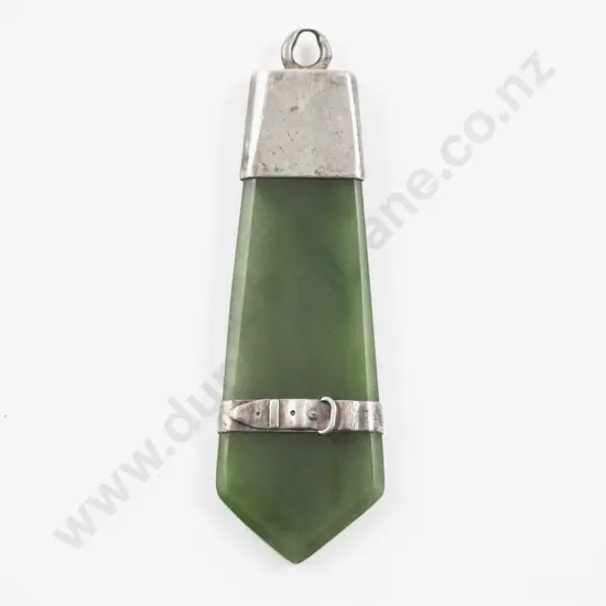 S/S Mounted Greenstone Pendant