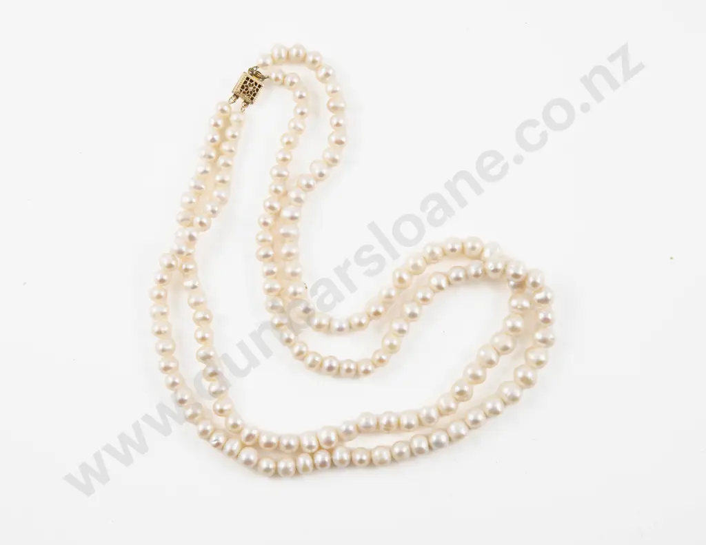 Double Strand Graduated Fresh Water Pearl Necklace Image 1++