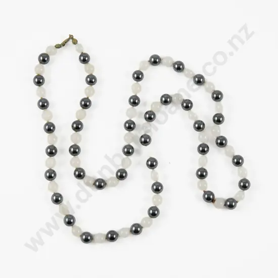 Single Strand Clear Quartz and Hematite Bead Necklace
