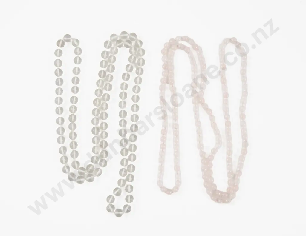 Rose Quartz and Clear Quartz Opera Length Necklaces Image 1++