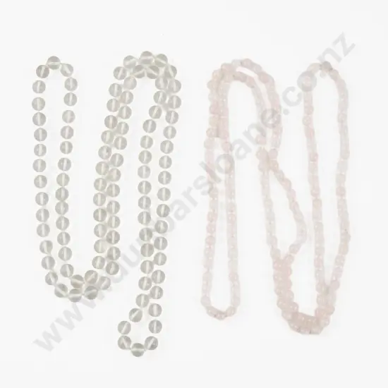 Rose Quartz and Clear Quartz Opera Length Necklaces
