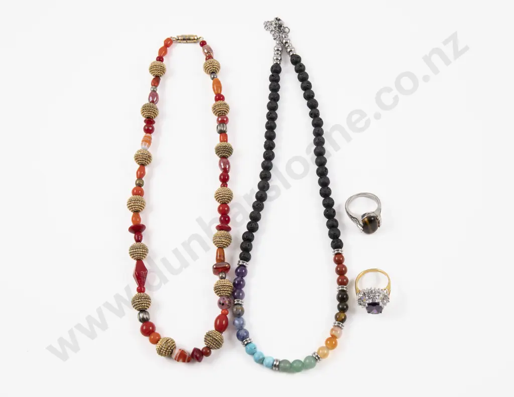 Single Strand Multi Gem Stone Bead Necklace Image 1++