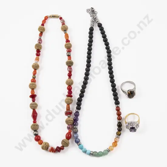 Single Strand Multi Gem Stone Bead Necklace