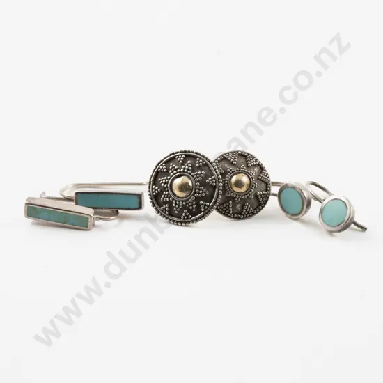 Two Pairs of S/S Turquoise Pendant Drop Earrings and One Other