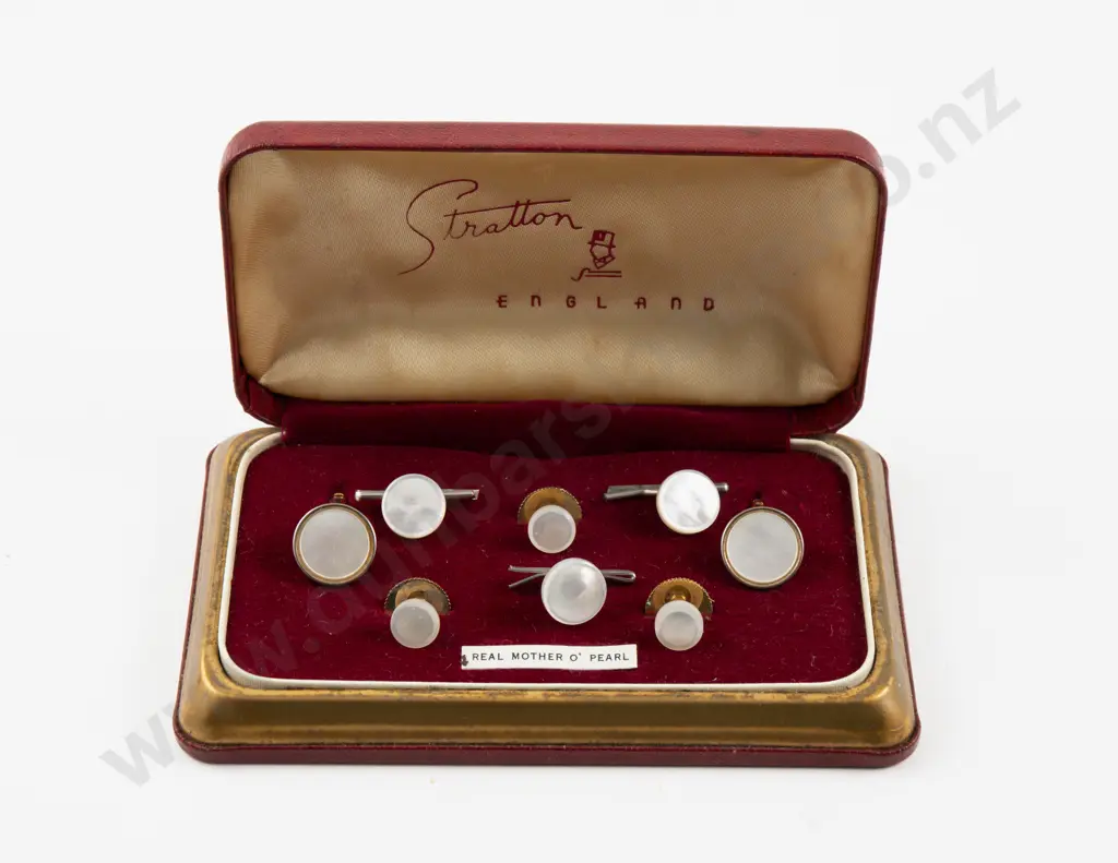 Boxed Gold Plated MOP Cufflinks and Studs Image 1++
