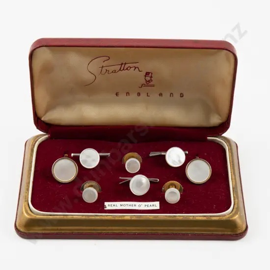 Boxed Gold Plated MOP Cufflinks and Studs