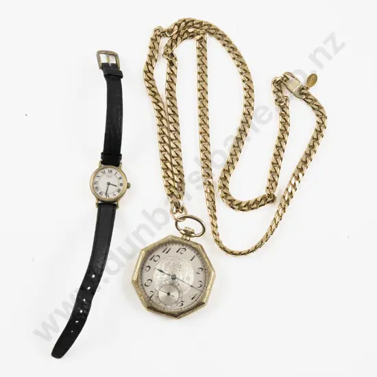 Gold Plated Open Face Pocket Watch on Oroton Neck Chain