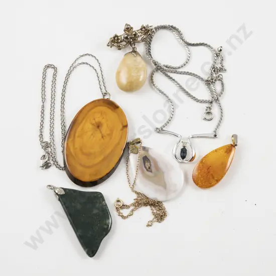 Wooden Pendant on S/S Neck Chain with Collection of Assorted Costume Jewellery