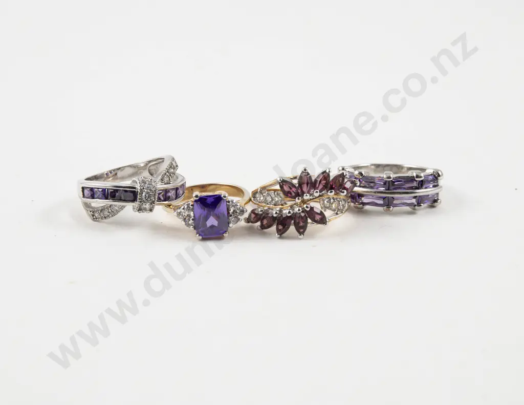 Collection of Costume Jewellery Gem Set Dress Rings Image 1++