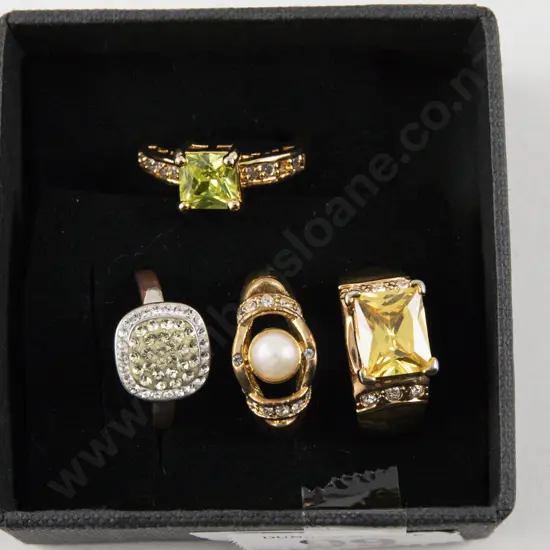 Four Costume Jewellery Gem Set Dress Rings