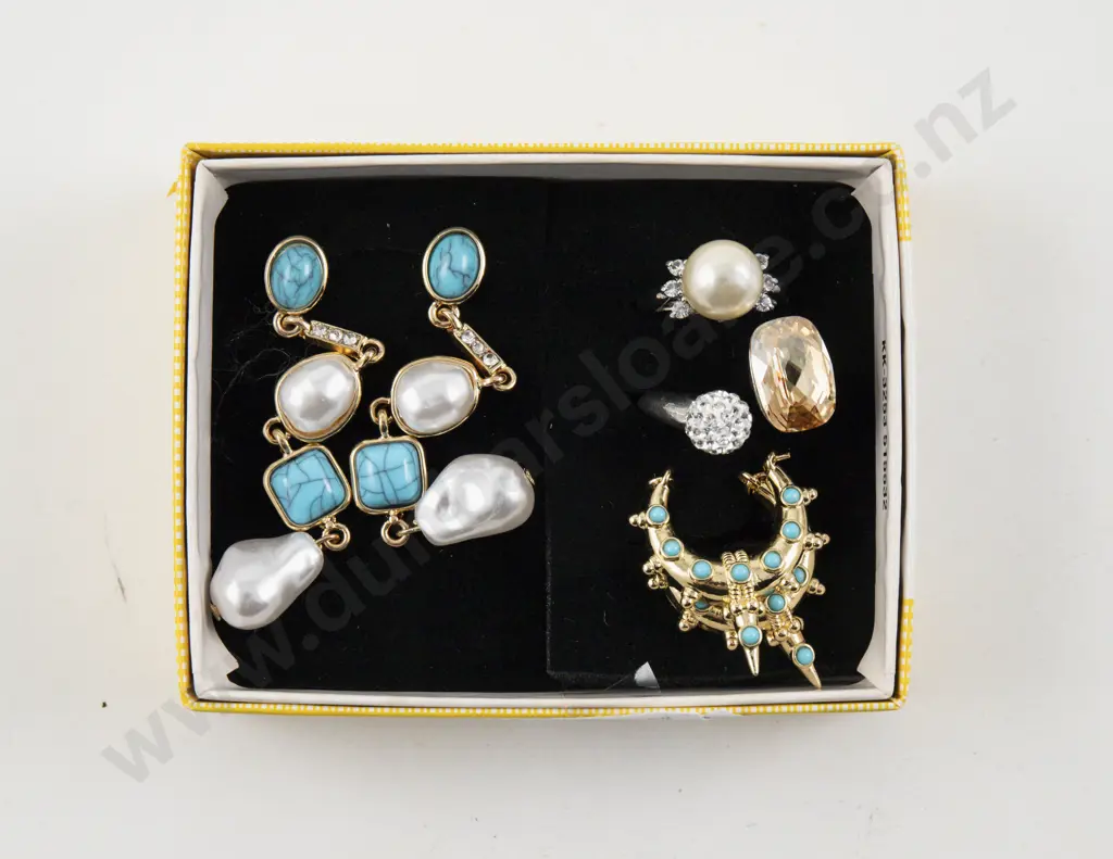 Collection of Costume Jewellery Gem Set Dress Rings and Earrings Image 1++