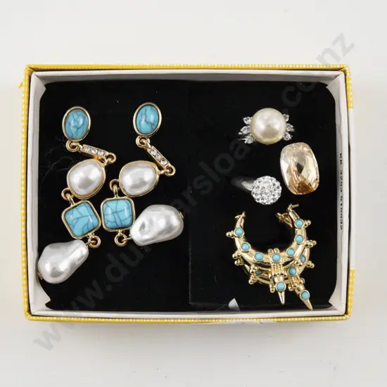 Collection of Costume Jewellery Gem Set Dress Rings and Earrings