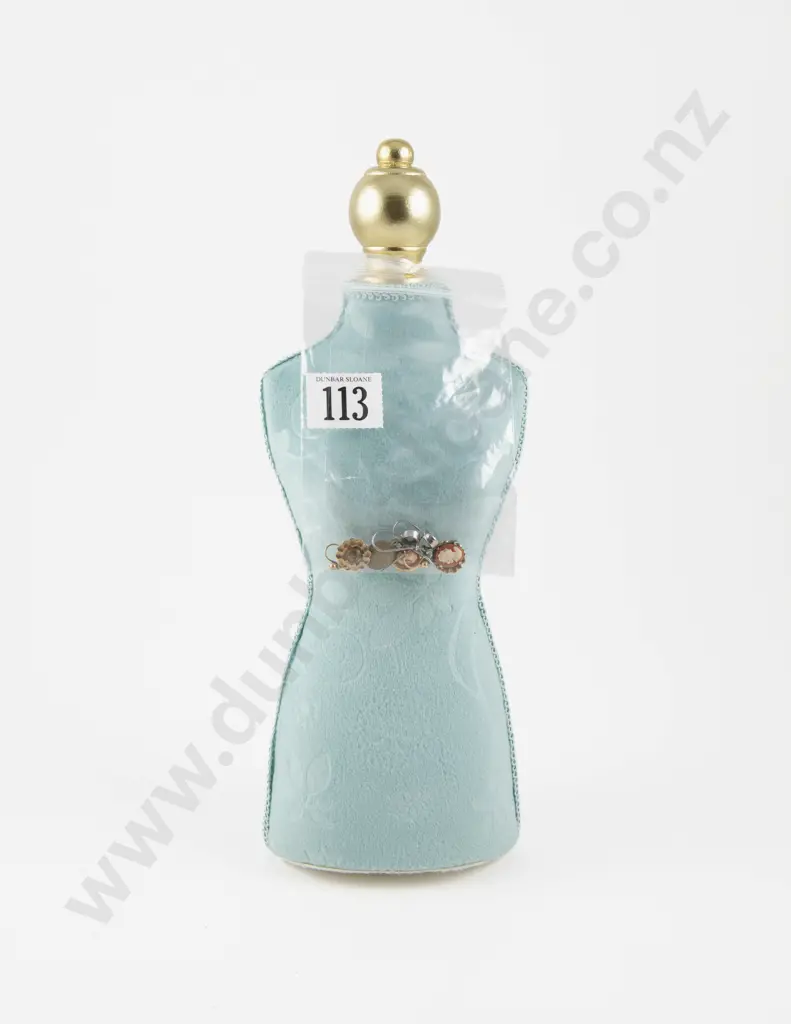 Two Pairs of Gold Plated Cameo Pendant Drop Earrings with Jewellery Stand and Other Image 1++