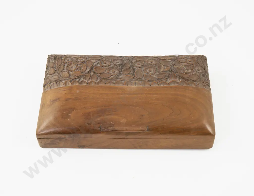 Carved Wooden Jewellery Box Image 1++