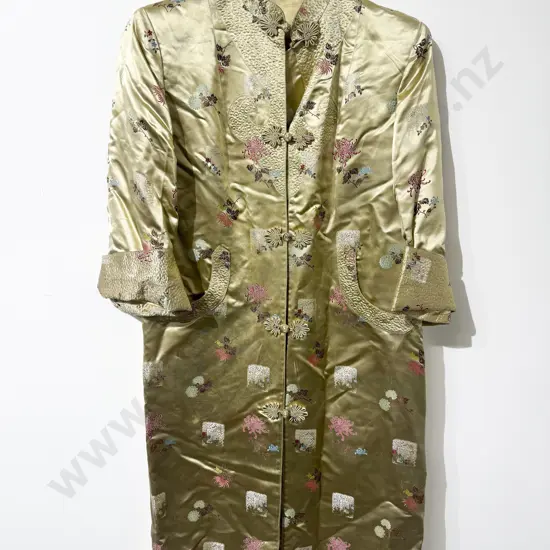 Gold Silk Vintage Chinese Brocade Robe House Coat