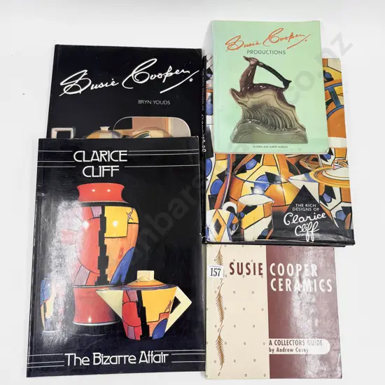 Two Clarice Cliff Reference Books together with Two Susie Cooper Reference Books
