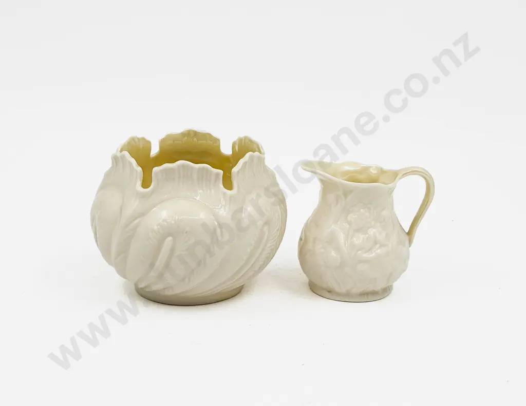 Belleek Vase and Milk Jug Image 1++