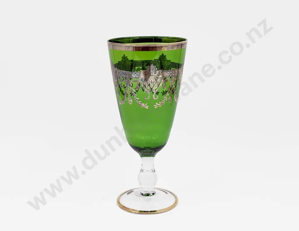 Large Italian Green Glass Goblet Image 1++