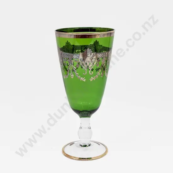 Large Italian Green Glass Goblet