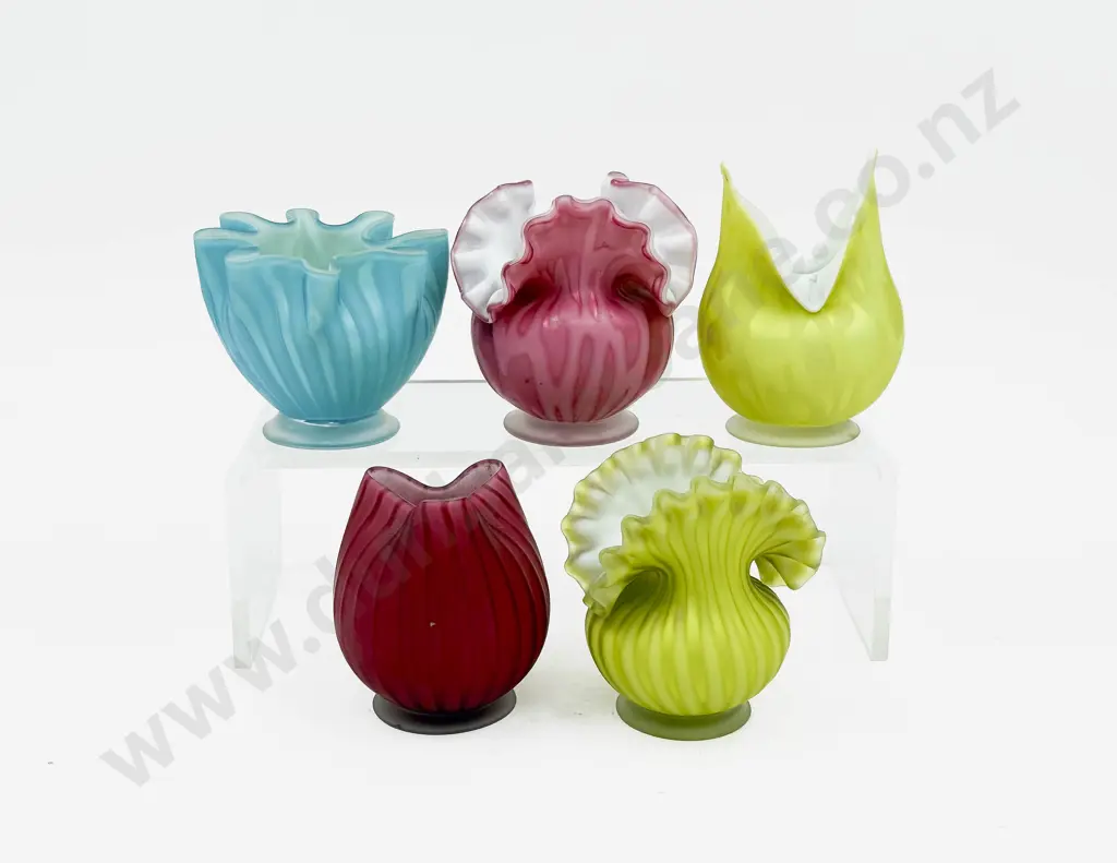 Five Small Art Glass Vases Image 1++