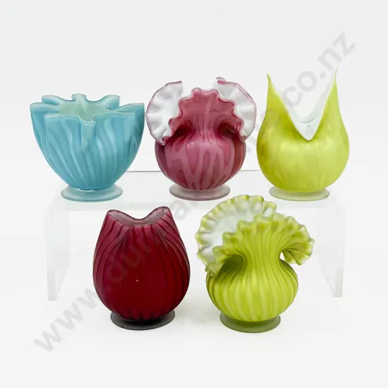 Five Small Art Glass Vases