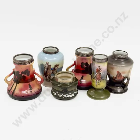 Six S/S Rimmed Royal Bayreuth Small Vases