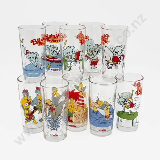 Ten Assorted Novelty Drinking Glasses Including Simpsons