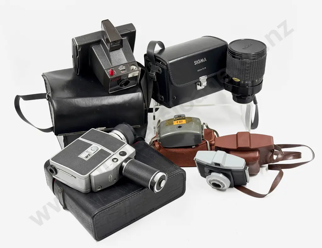 Box of Assorted Vintage Cameras and Accessories Image 1++
