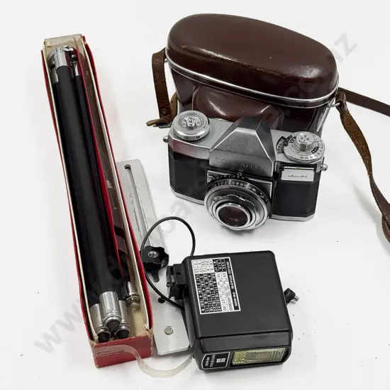 Vintage Camera with Small Tripod etc