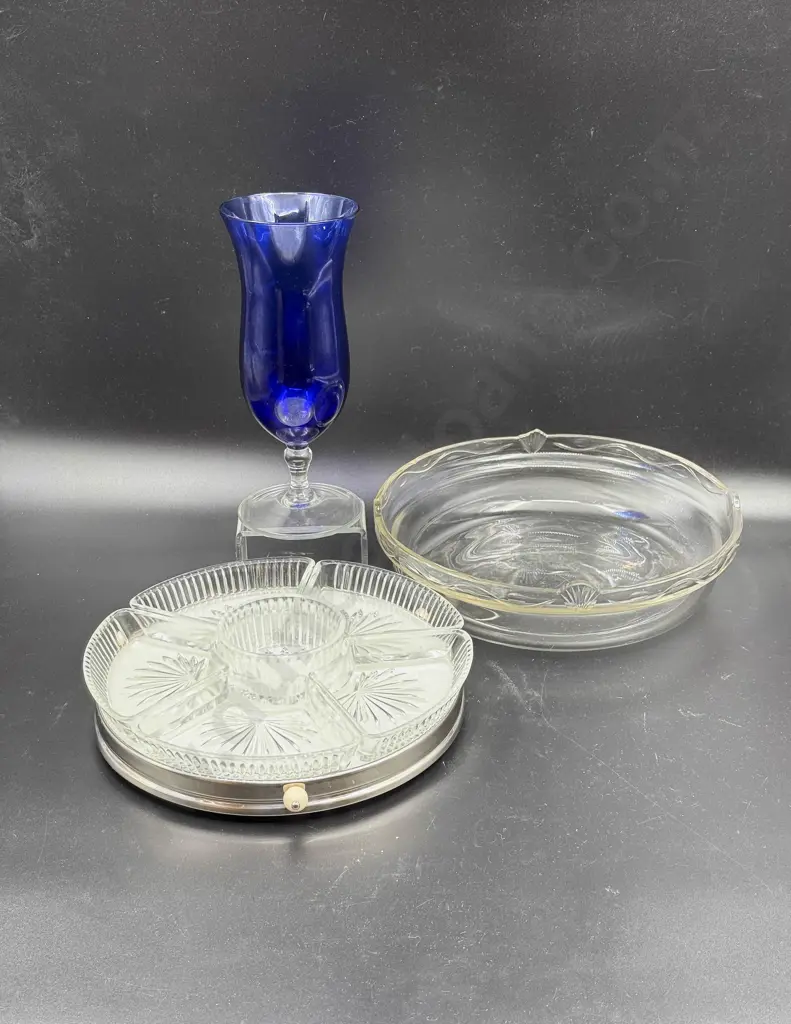 Mid C20th Lazy Suzan and Assorted Glassware Image 1++