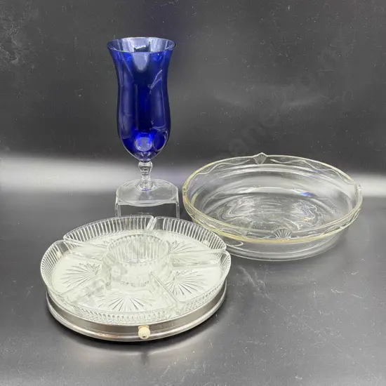 Mid C20th Lazy Suzan and Assorted Glassware