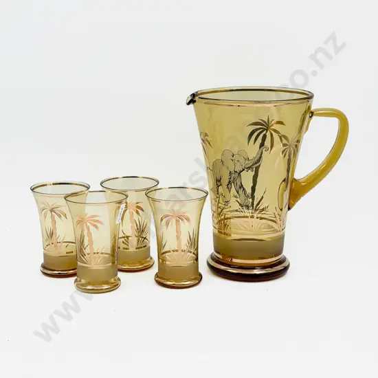 Mid C20th Lemonade Jug and Four Matching Glasses