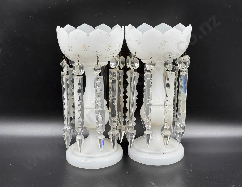 Pair of Opaque Glass Lustres Image 1++