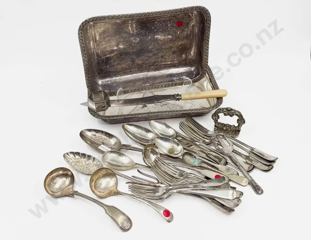 Qty of Assorted S/P Cutlery in Plated Tureen Image 1++