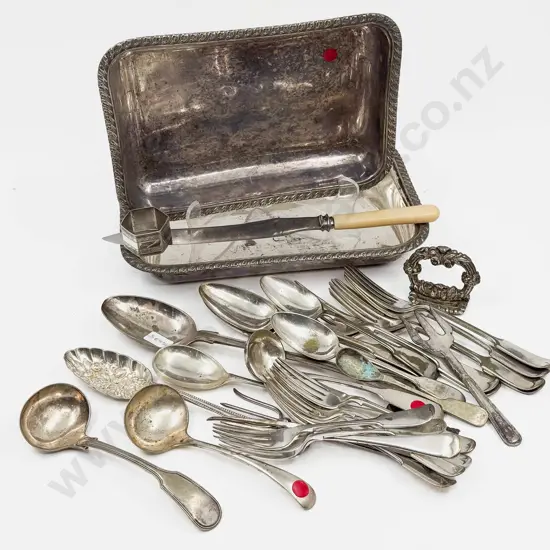 Qty of Assorted S/P Cutlery in Plated Tureen