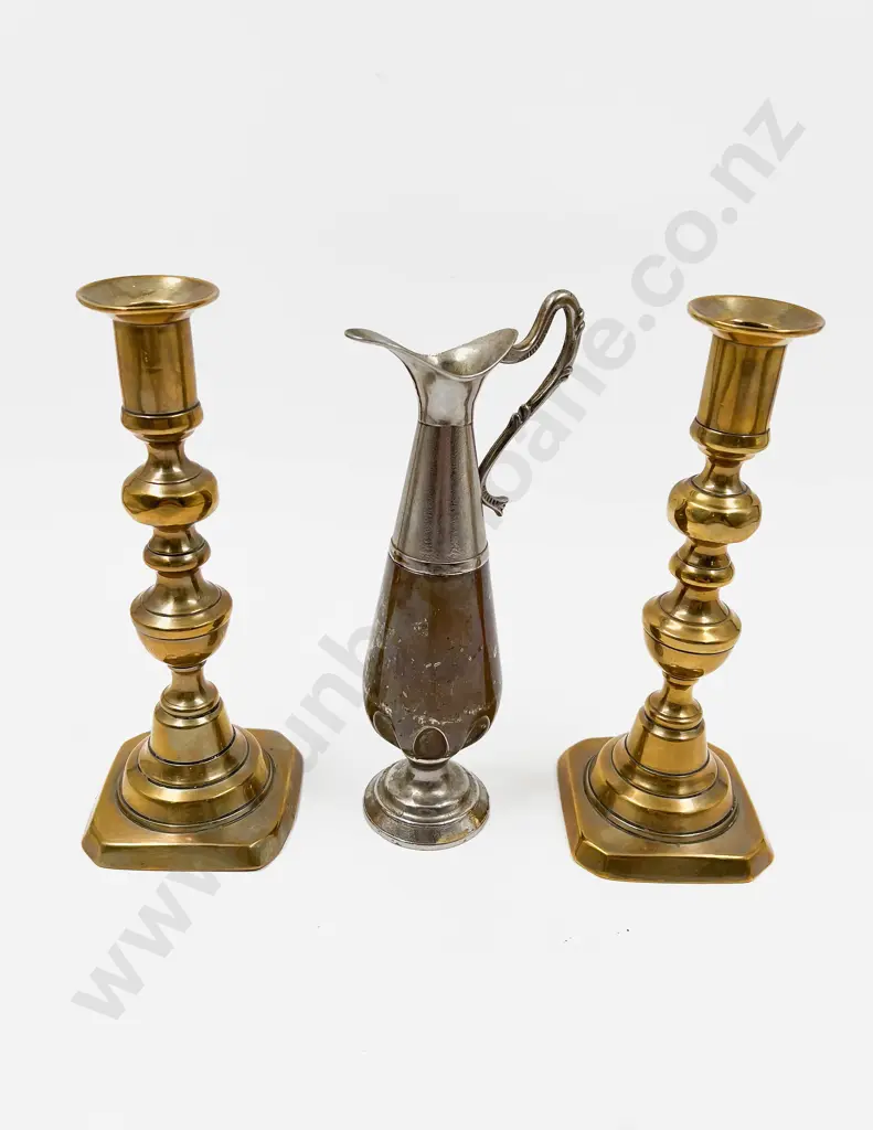 Pair of Brass Candlesticks and Other Image 1++