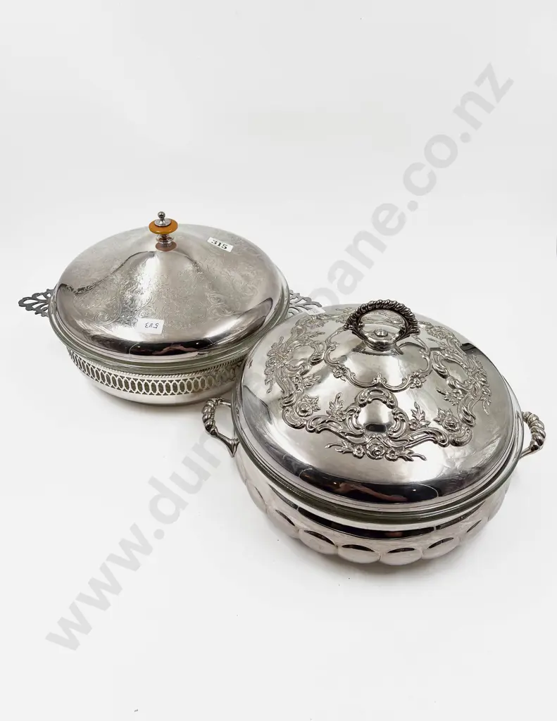 Two S/P Lidded Tureens with Glass interiors Image 1++