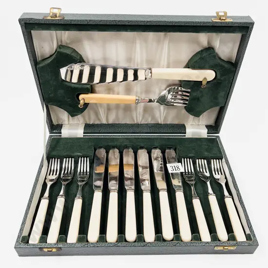 Cased Bone Handled Fish Service