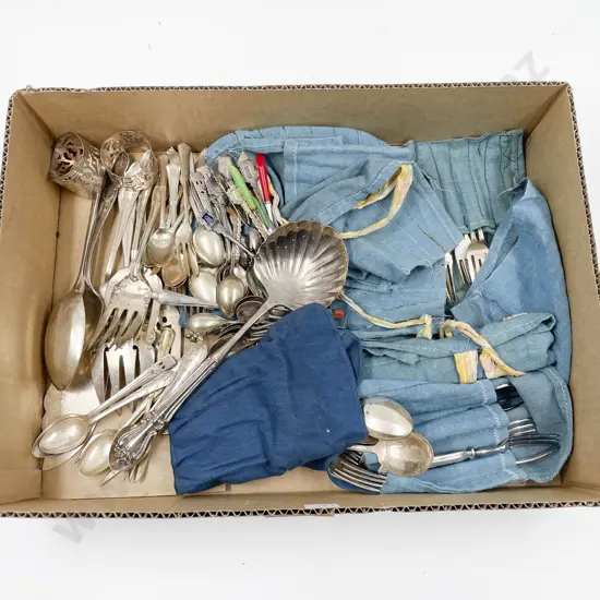 Qty of Assorted S/P Cutlery & Napkin Rings, Plated Odds Etc